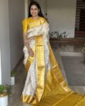 Women Banarasi Woven Saree with Contrast Border
