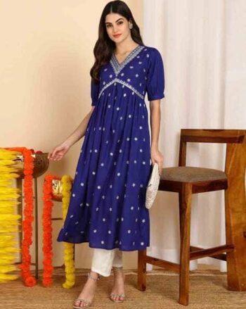 Women Embroidery Flared Kurta