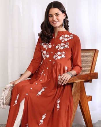 Women Embroidery Flared Kurta
