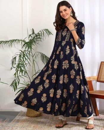 Women Embroidered Flared Kurta