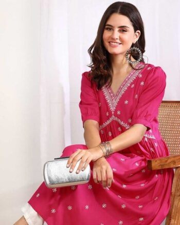 Women Embroidery Flared Kurta
