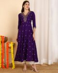 Women Yoke Embroidered Flared Kurta