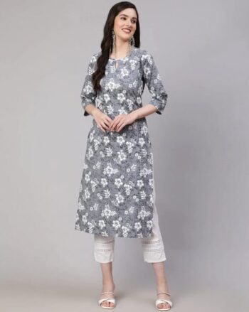 Women Floral Print Straight Kurta