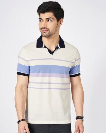 Men Striped Slim Fit Polo T-Shirt