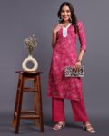 Women Embroidered Straight Kurta Pants Set with Dupatta