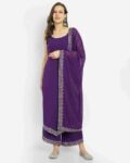 Women Embroidered Straight Kurta with Pants & Dupatta
