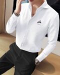 Men Regular Fit Shirt with Spread Collar
