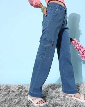 Lightly Washed High-Rise Wide Jeans