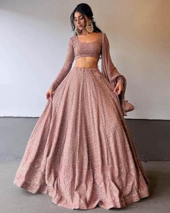 Women Embroidered Lehenga & Choli Set with Dupatta