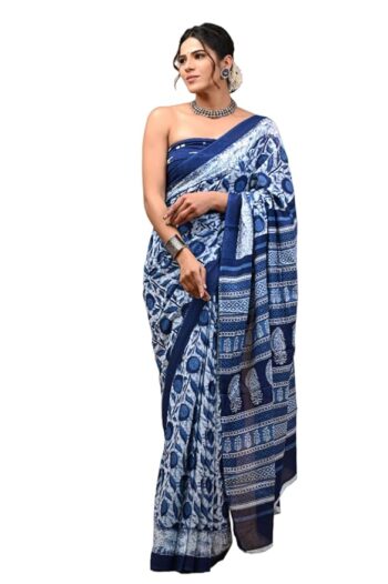 Crafts Moda Cotton Saree for Women with Blouse Piece, Lightweight Casual Ethnic Wear sari