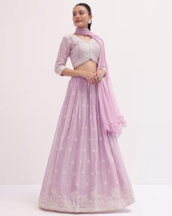 Women Embroidered Flared Lehenga Choli Set with Dupatta