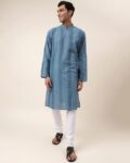 fabindia_blue_band_collar_long_kurta.jpg