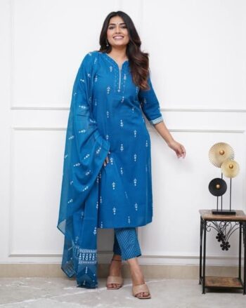 Women Embroidered Straight Kurta Set
