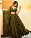 Women Embroidered Flared Lehenga Choli Set with Dupatta