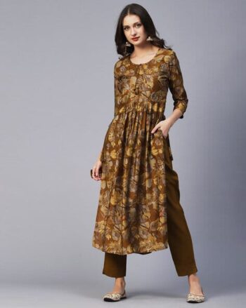 Floral Print Straight Kurta with Pants