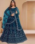 Women Embroidered Flared Lehenga Choli Set with Dupatta