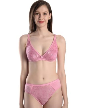 Floral Print Non-Padded Bra & Panties Set