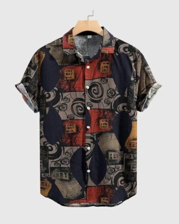 Men Printed Regular Fit Shirt with Short Sleeves