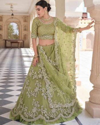 Embroidered Lehenga Choli Material Set with Dupatta