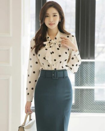 Women Self-design Doted Print Long Sleeve Top