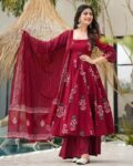 Women Floral Print Straight Kurta with Pants & Dupatta
