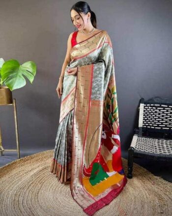 Women Floral Woven Banarasi Silk Saree