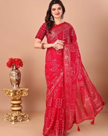 Women Chiffon Bandhani Saree