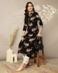 gulmohar_jaipur_black_calf_length_printed_straight_3_4_sleeves_shirt_collar_kurta.jpg