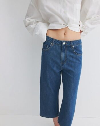 Women Wide High Cropped Jeans