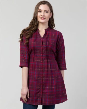 Checked Tunic with Tie-Up