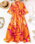 Women Printed A-Line Dress with Spread Collar