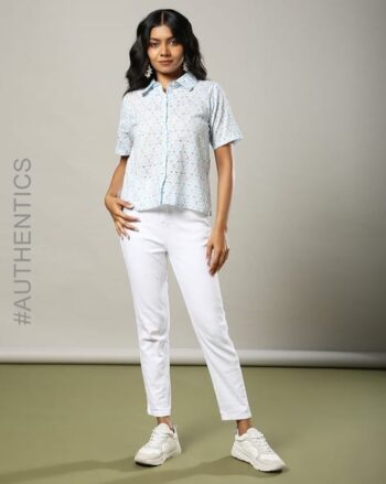 Handblock Print Cotton Straight Shirt