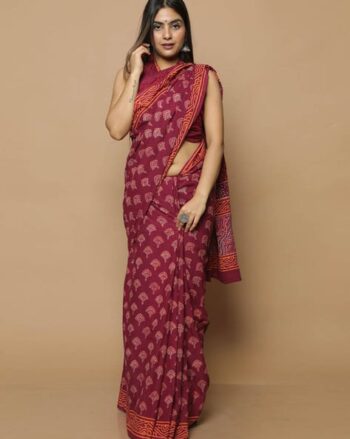 Floral Print Pure Cotton Saree