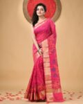 Printed Cotton Silk Handloom Saree with Contrast Border