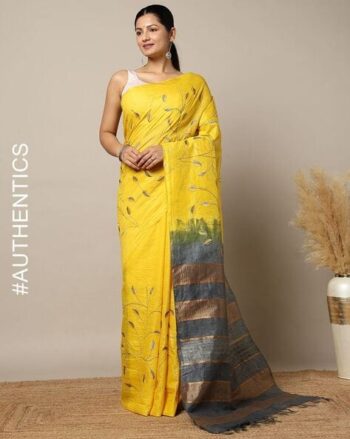 Handwoven Embroidered Eri Ahimsa Silk Saree