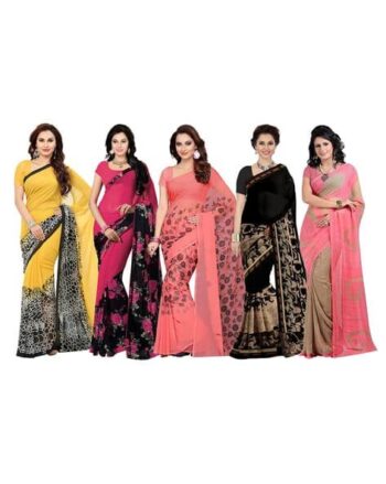Pack of 5 Printed Sarees
