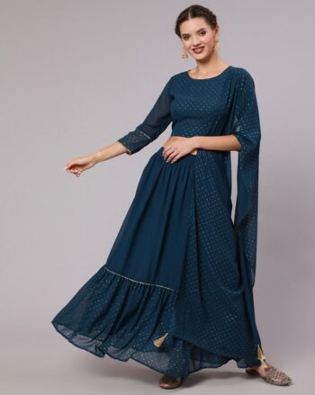 Polka-Dot Print Lehenga Choli Set with Dupatta