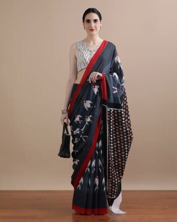 Women Fish Print Pure Cotton Saree