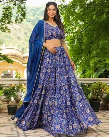 Women Floral Print Flared Lehenga Choli Set