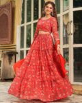 Women Floral Print Flared Lehenga Choli Set