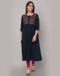 Women Embroidered Flared Kurta