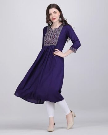 Women Embroidered Flared Kurta