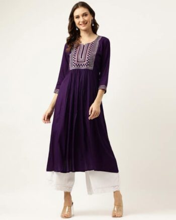 Women Embroidery Flared Kurta