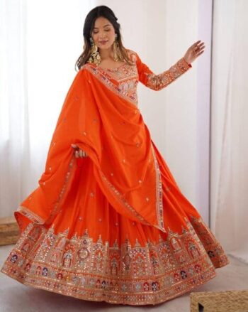 Women Embroidered Flared Lehenga Choli Set