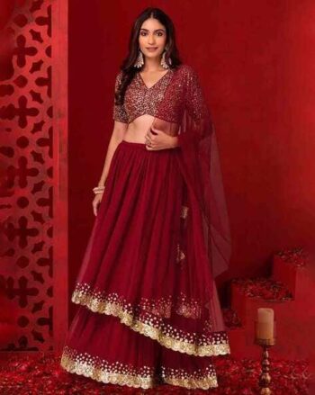 Women Embellished Flared Lehenga Choli Set with Dupatta