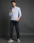 Men Light-Wash Slim Fit Cropped Jeans