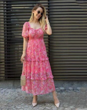 Floral Print Tiered Dress