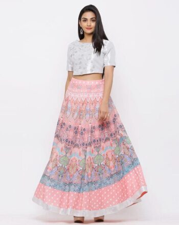 Floral Print Lehenga with Cropped Top