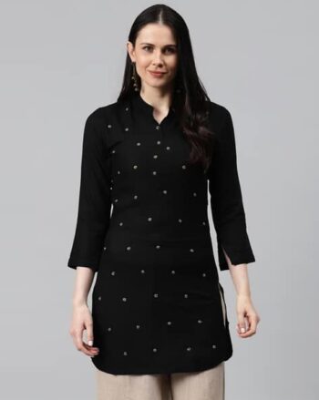 Embellished Tunic with Mandarin Collar