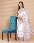 Women Organza Embroidery Saree